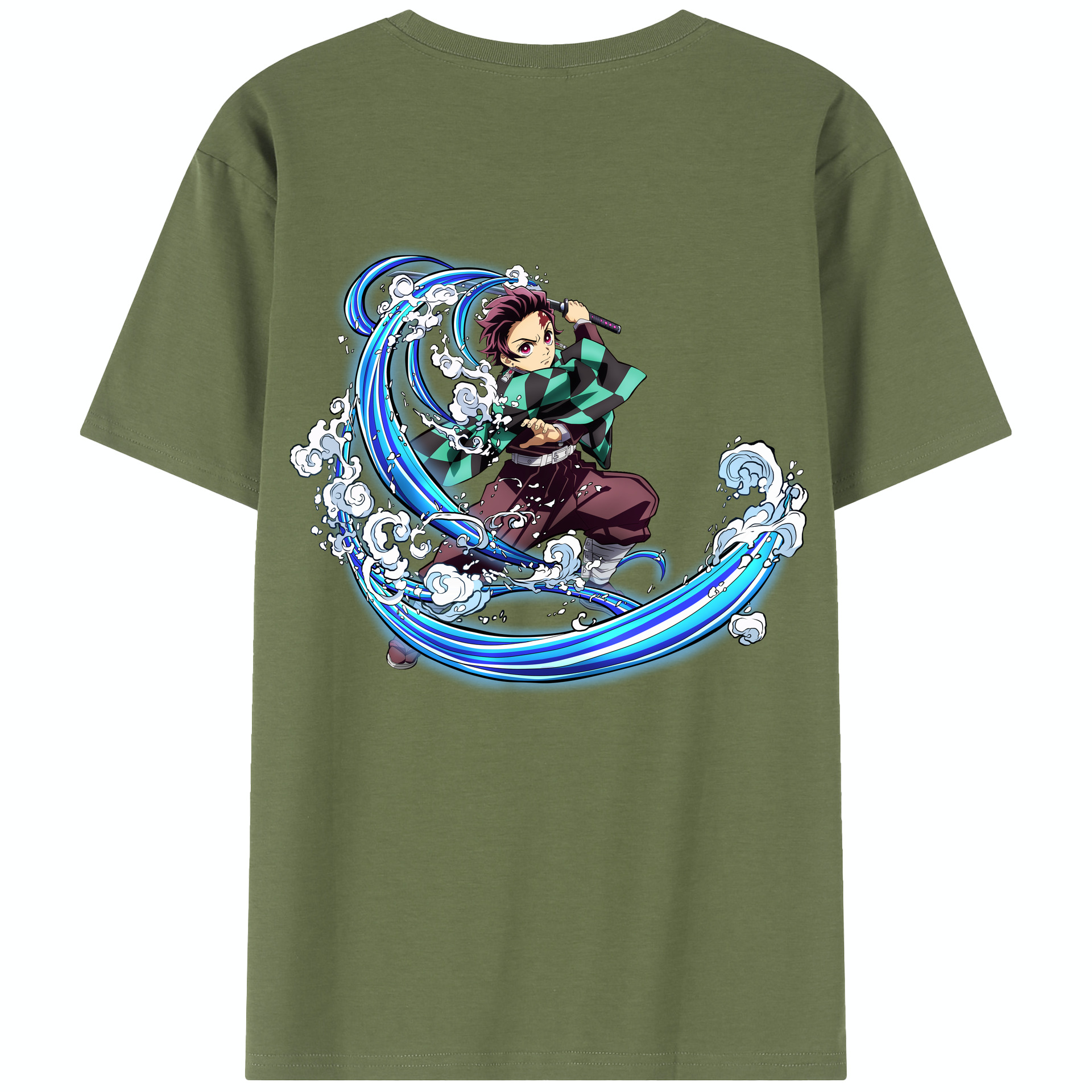 （画像用） 鬼滅の刃 竈門 炭治郎／かまど たんじろう Kamado Tanjirou 綿100％半袖Tシャツ（背面プリント）